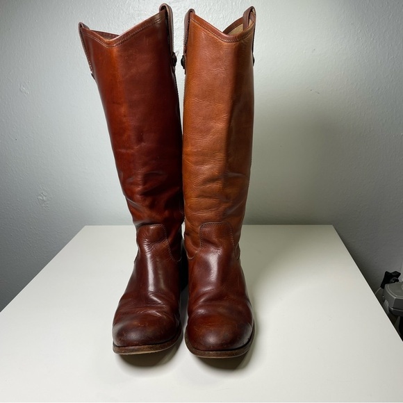 Frye Melissa Button Riding Boot Cognac Brown Women’s Size 7.5B Western Country - Picture 2 of 16
